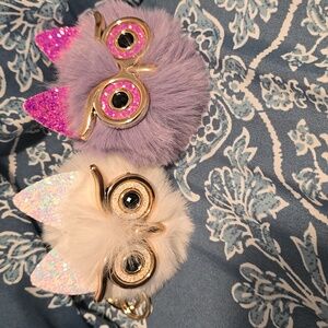 Owl Keychain/Purse Charm - Purple & White
